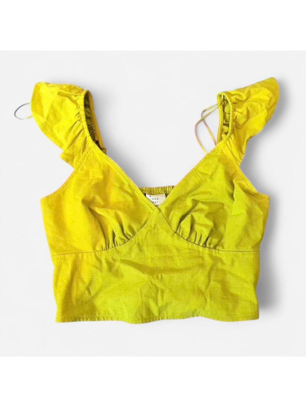 A New Day Women's Yellow and Green Crop-top